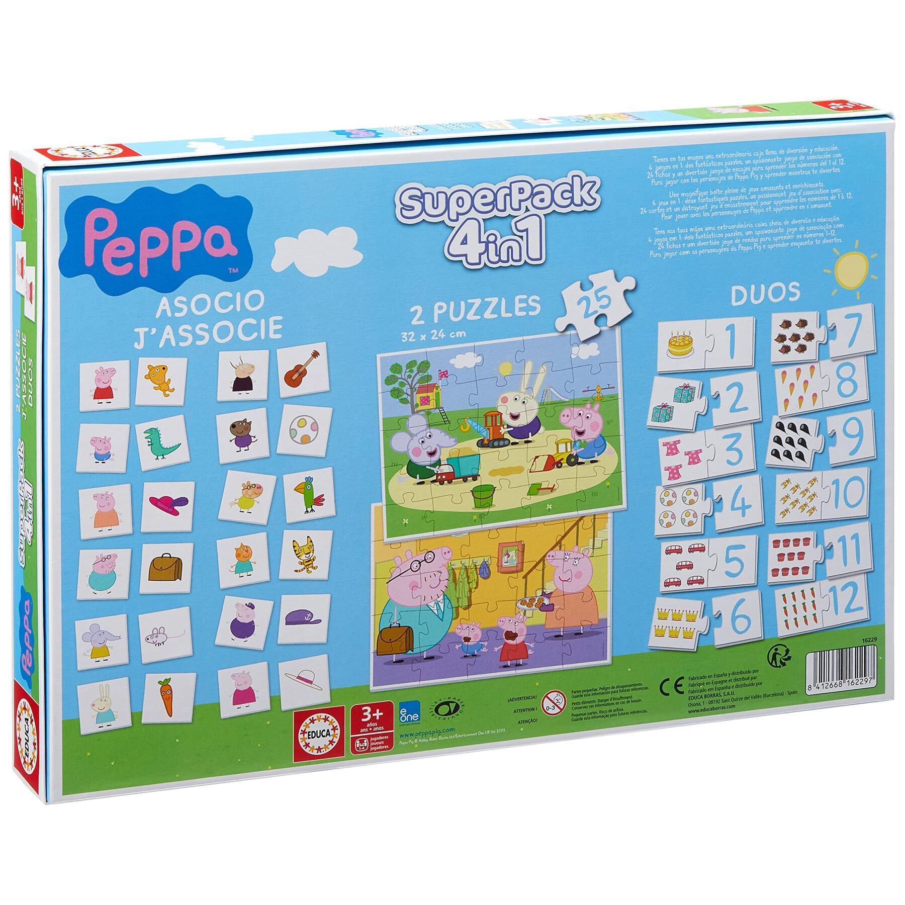 Conjunto de 4 jogos educativos Peppa Pig SúperLot
