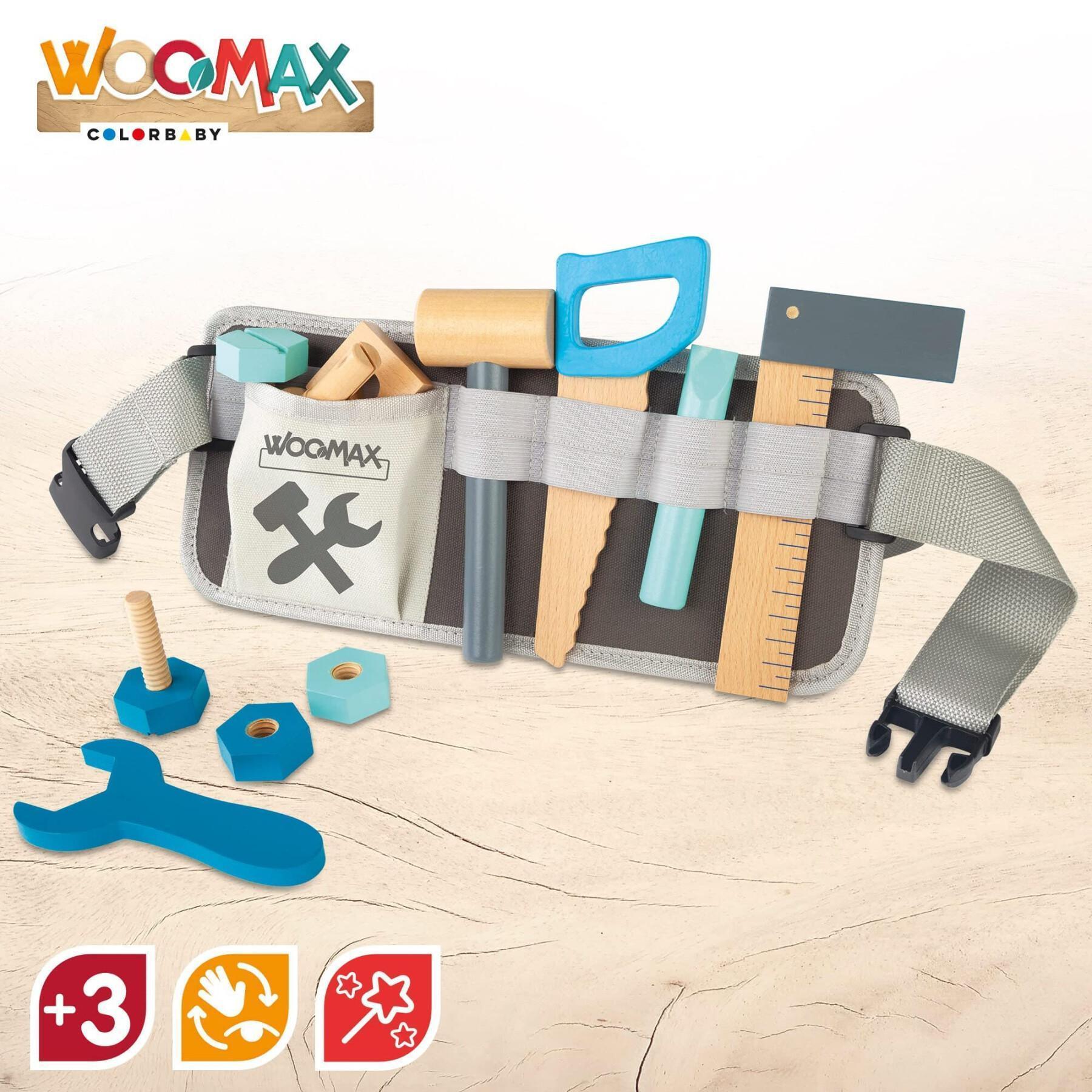 Conjunto de 12 peças de conjuntos de construção de cintos de ferramentas de madeira Woomax Eco