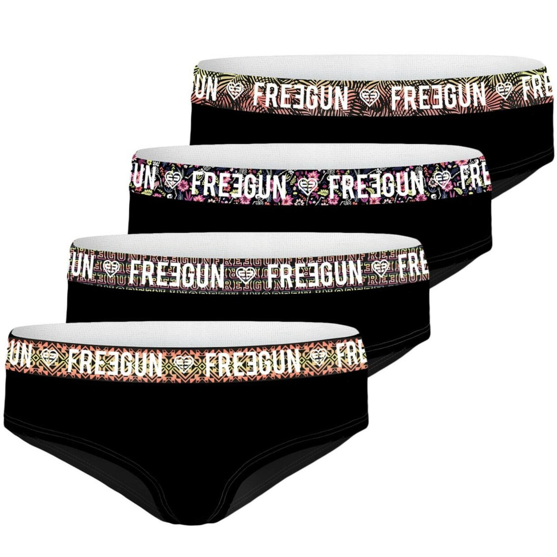 Calções boxer de algodão liso para raparigas Freegun (x4)