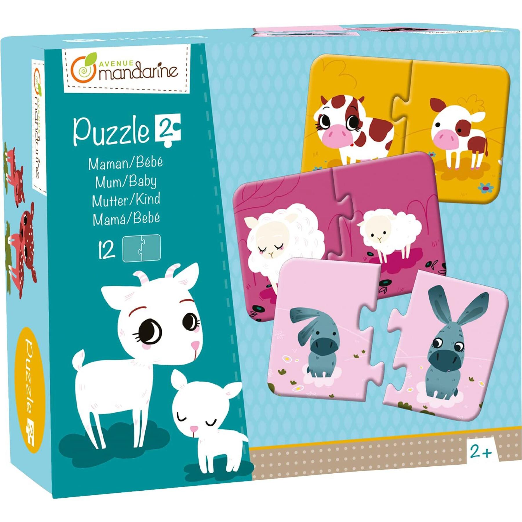 Puzzles de 2 peças Avenue Mandarine Maman/baby (12 p)