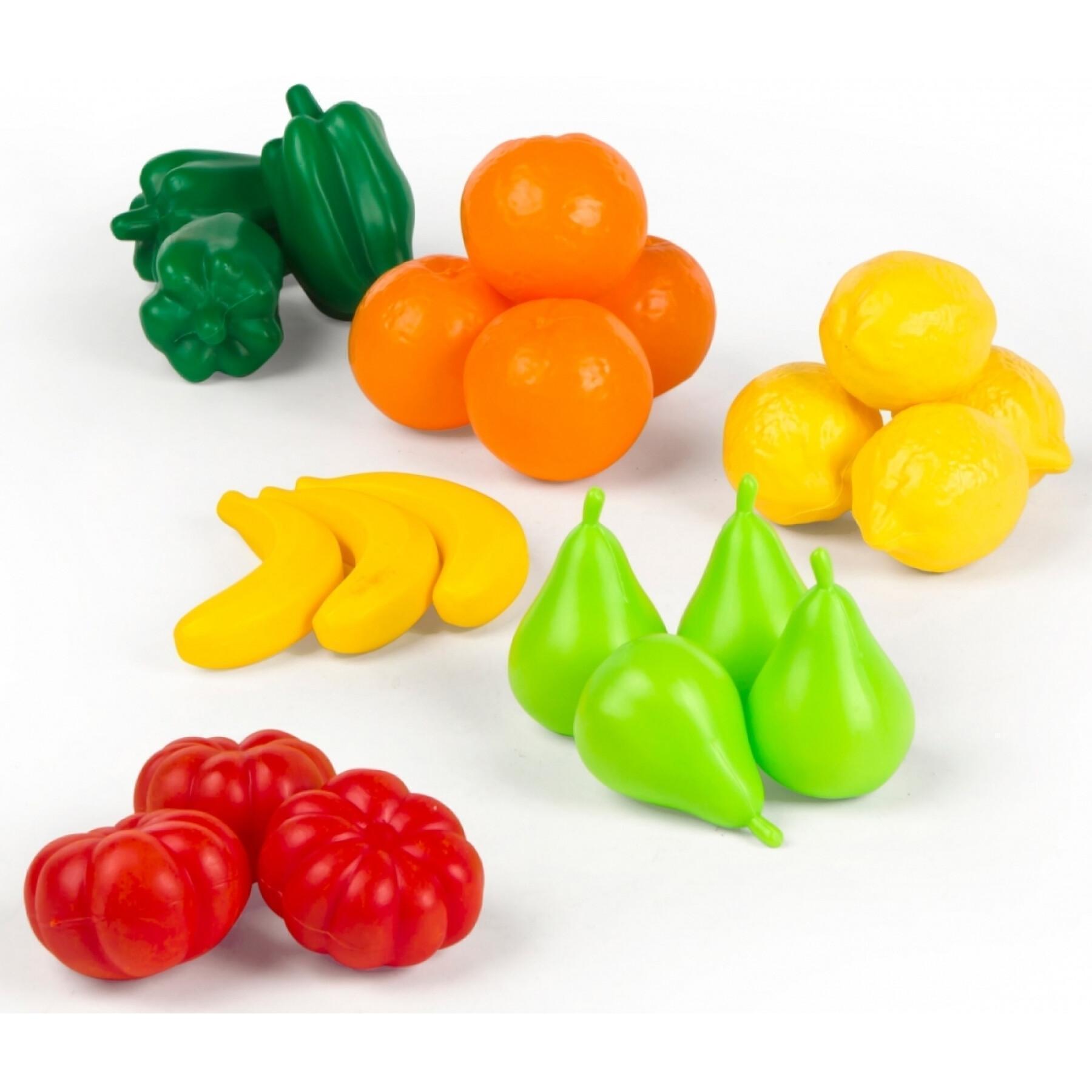 Conjunto de 21 peças de fruta e legumes CB Toys 17x45