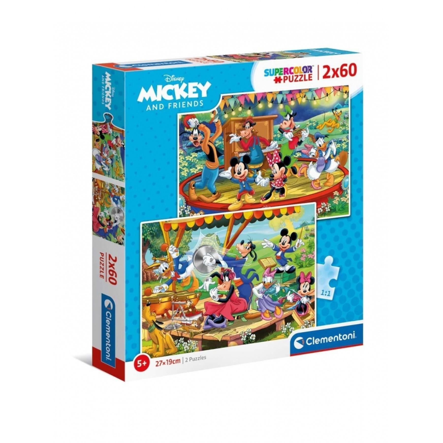 Puzzle de 2 peças x 60 peças Clementoni Mickey Mouse