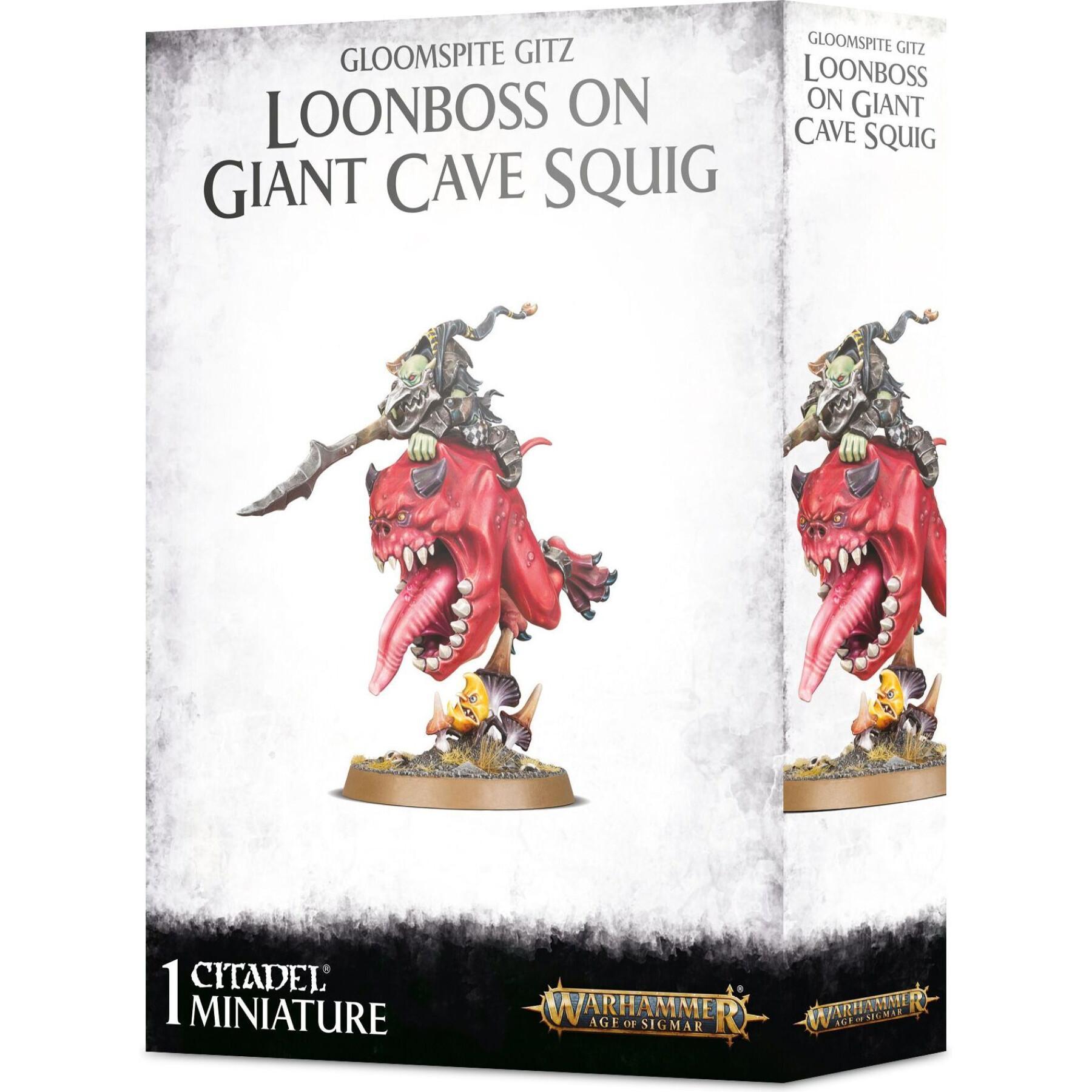 Estatueta de 21 peças Games Workshop Warhammer AoS - Gloomspite Gitz Loonboss sur Giant Cave Squig