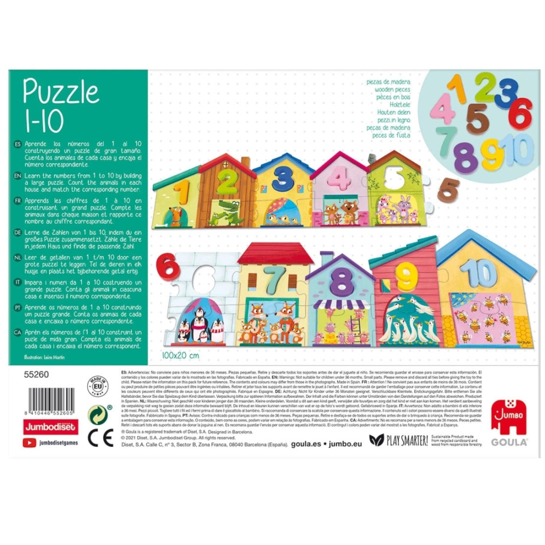 1-10 puzzle de madeira Goula