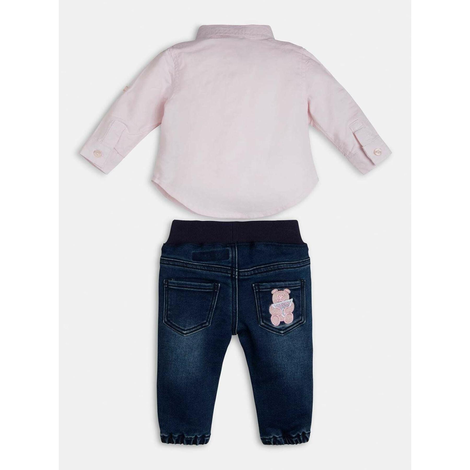 Camisa de bebé com mangas ajustáveis + conjunto de calças Guess