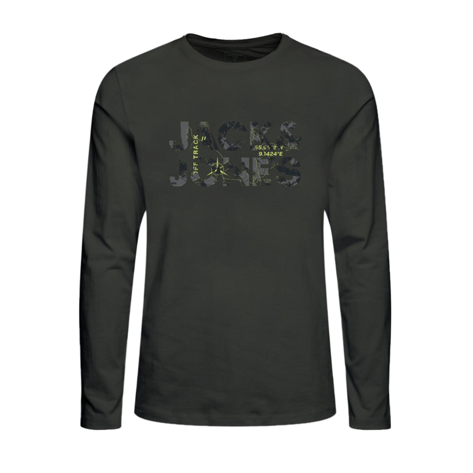 T-shirt de manga comprida de pescoço redondo para crianças Jack & Jones Tech Logo