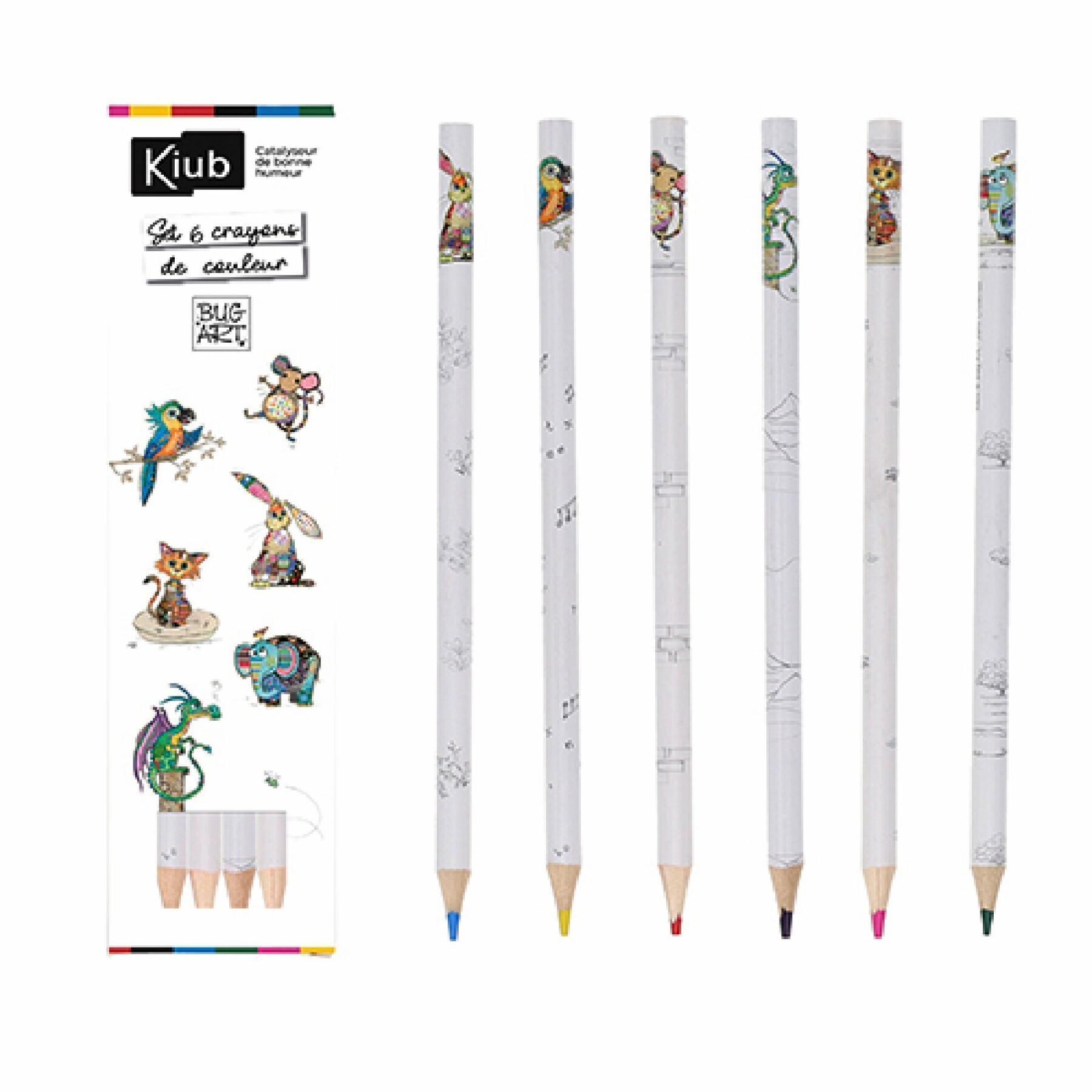 Conjunto de 6 lápis de cores sortidas Kiub Kook