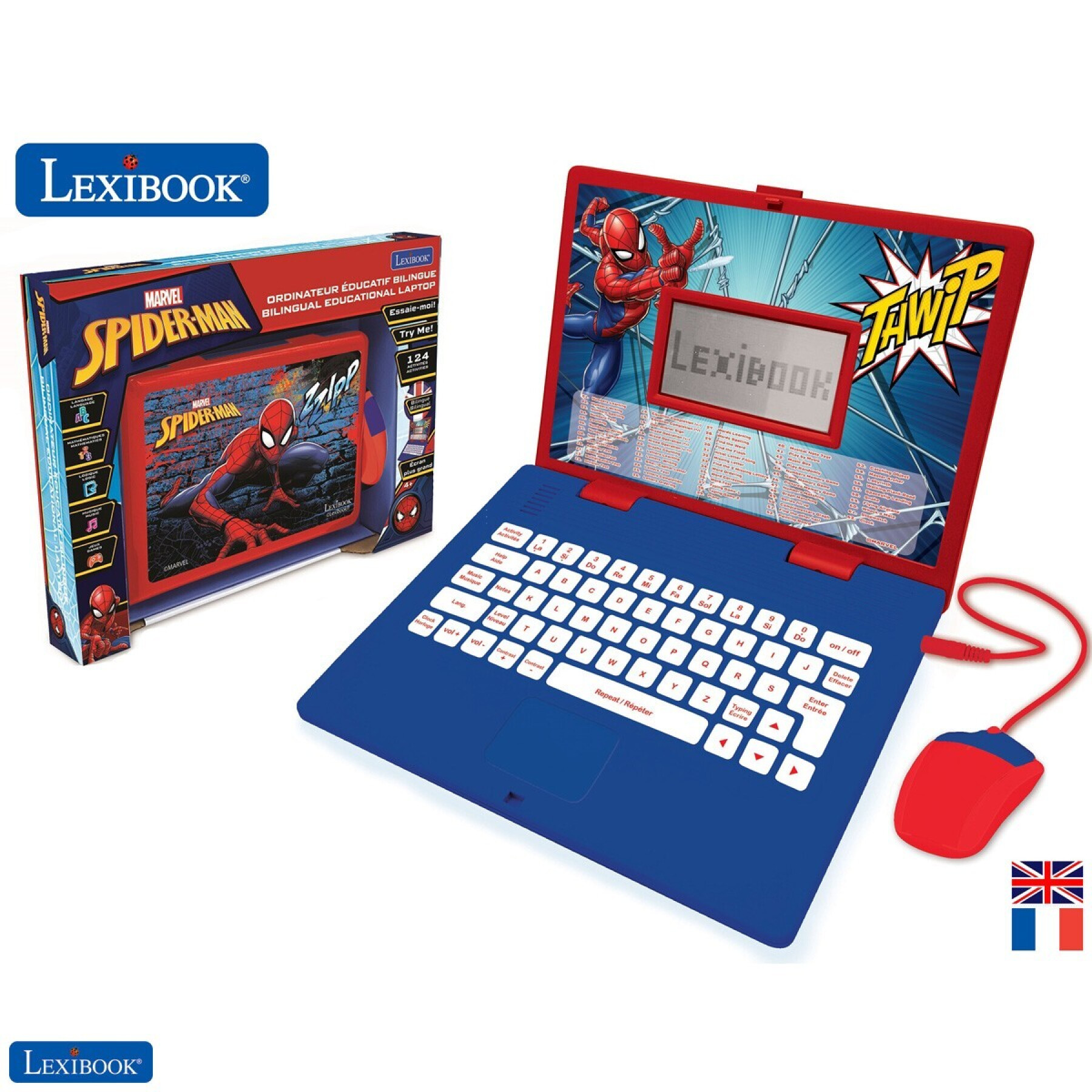 Computador educativo 124 Actividades de francês/inglês Lexibook SpiderMan