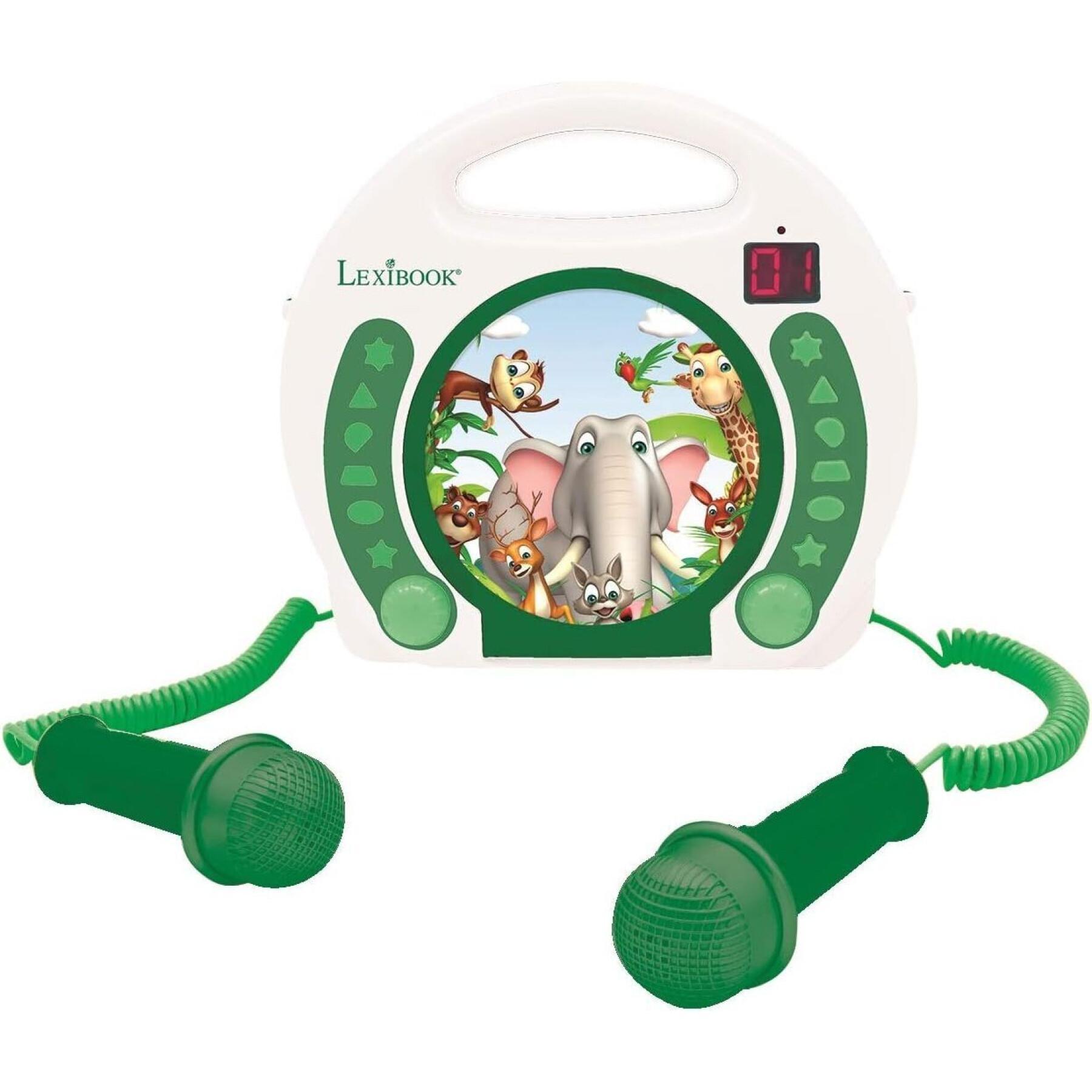 Kit de música com leitor de CD portátil + 2 microfones para animais Lexibook