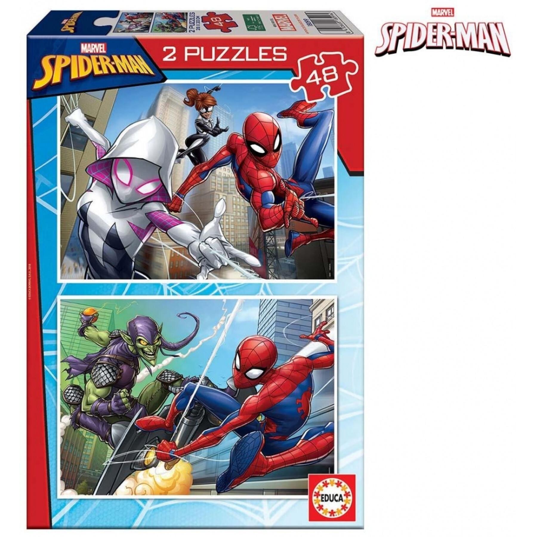 Puzzle de 2 peças x 48 peças spiderman Marvel