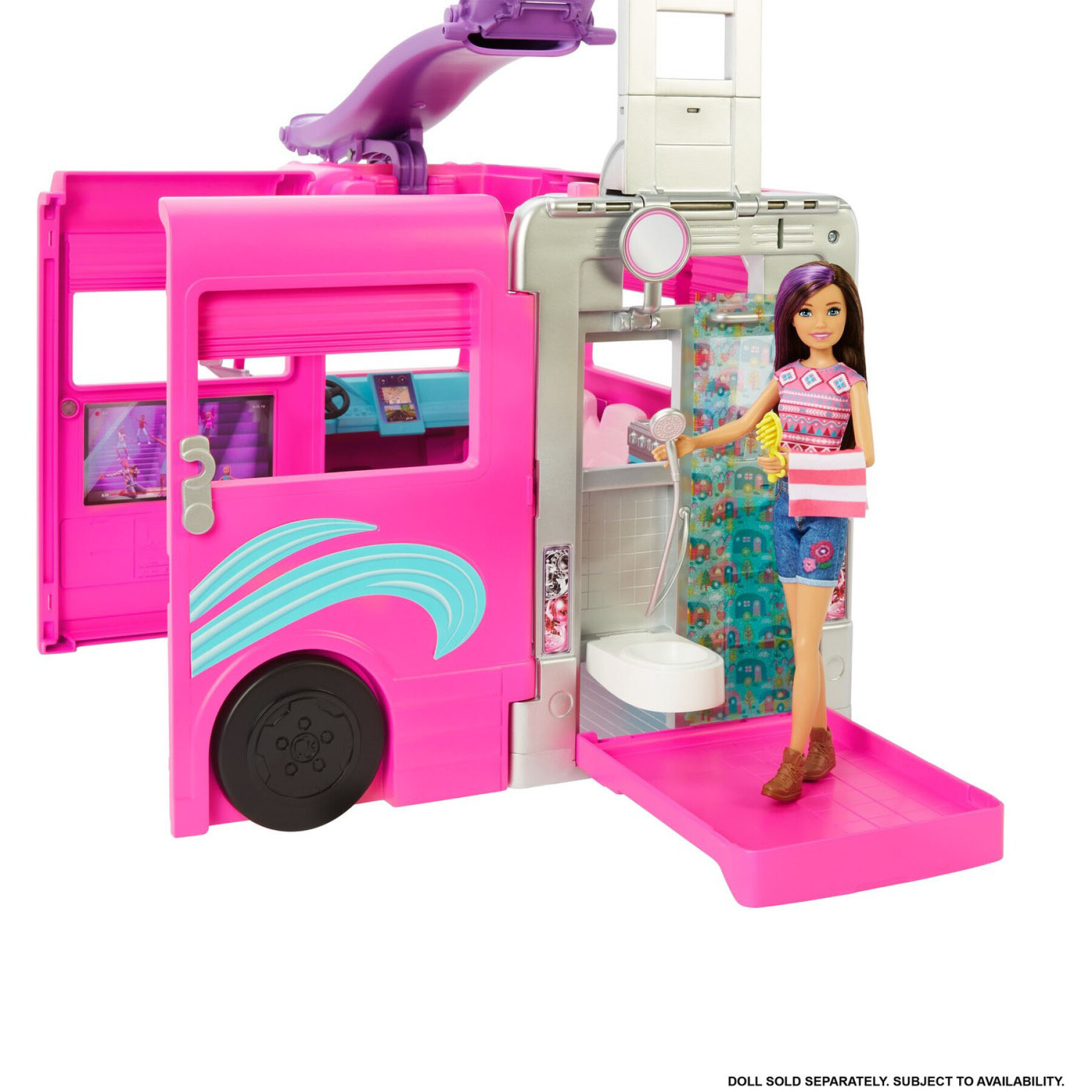Boneca Barbie com carrinha de campismo descapotável Mattel France Mega