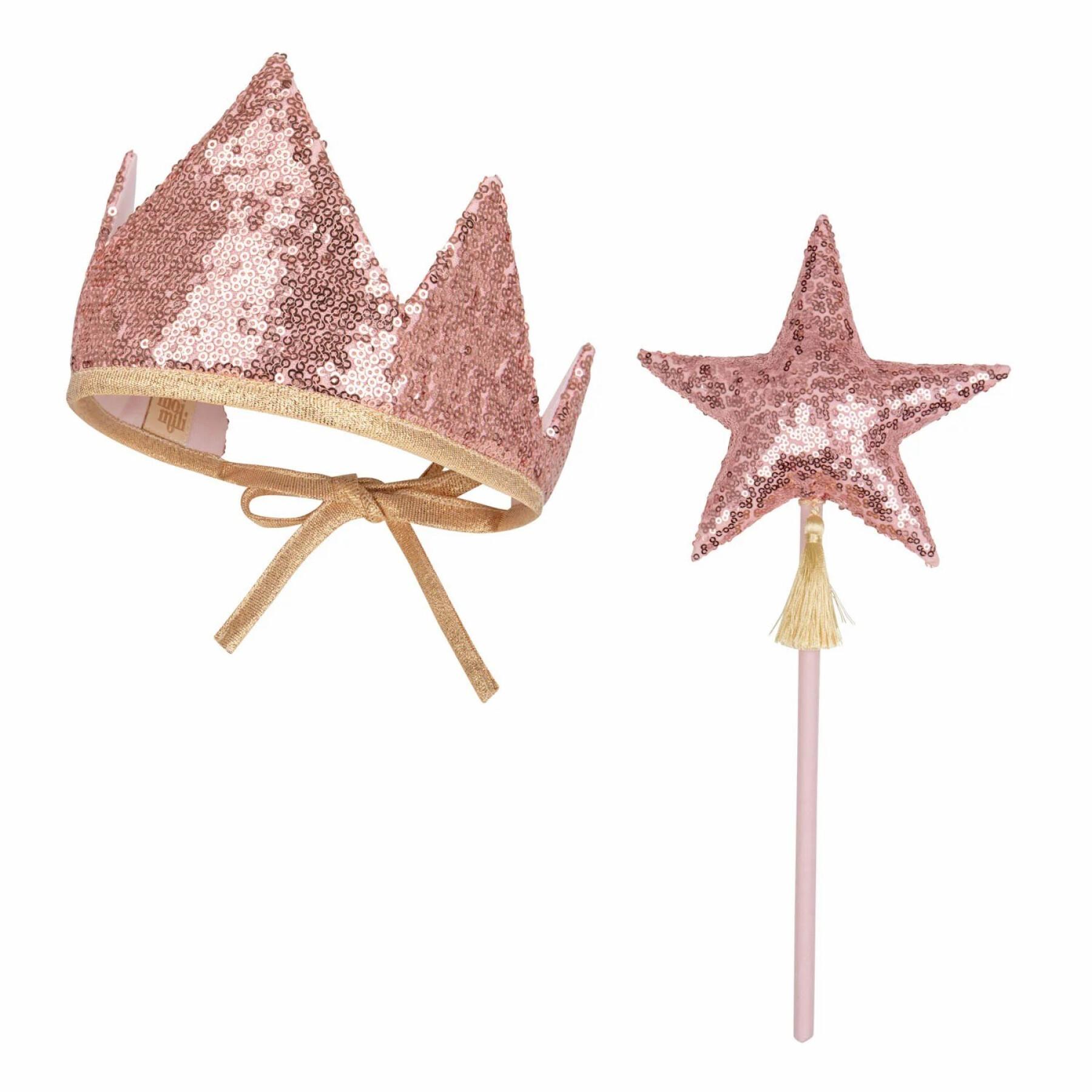 Coroa e varinha mágica Moi Mili Pink Sequins