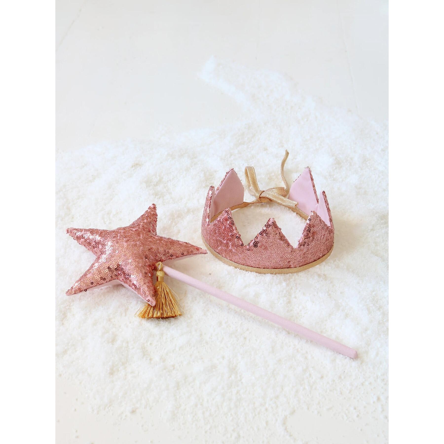 Coroa de fada e varinha mágica Moi Mili Pink Sequins