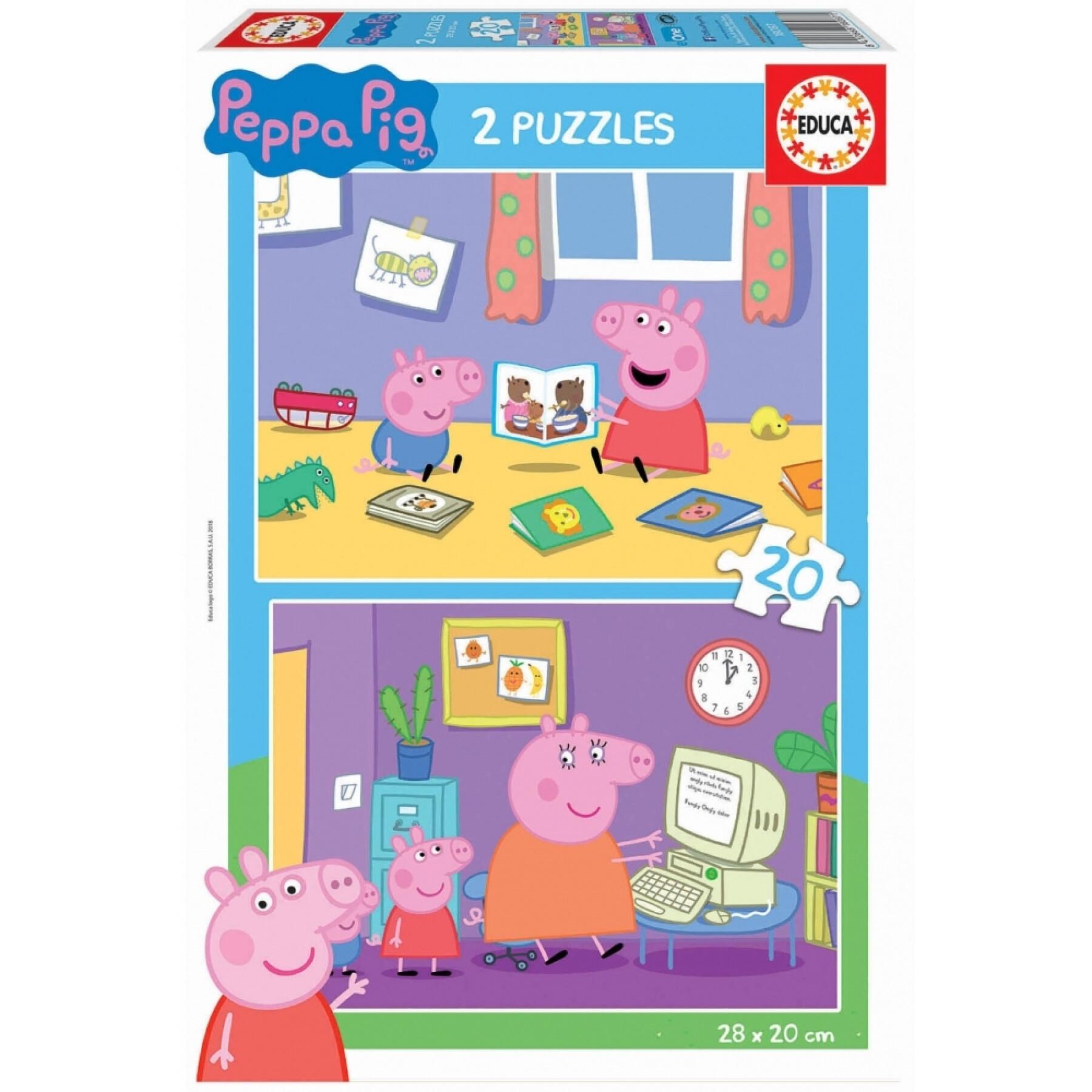 Puzzle de 2 peças x 20 peças Peppa Pig