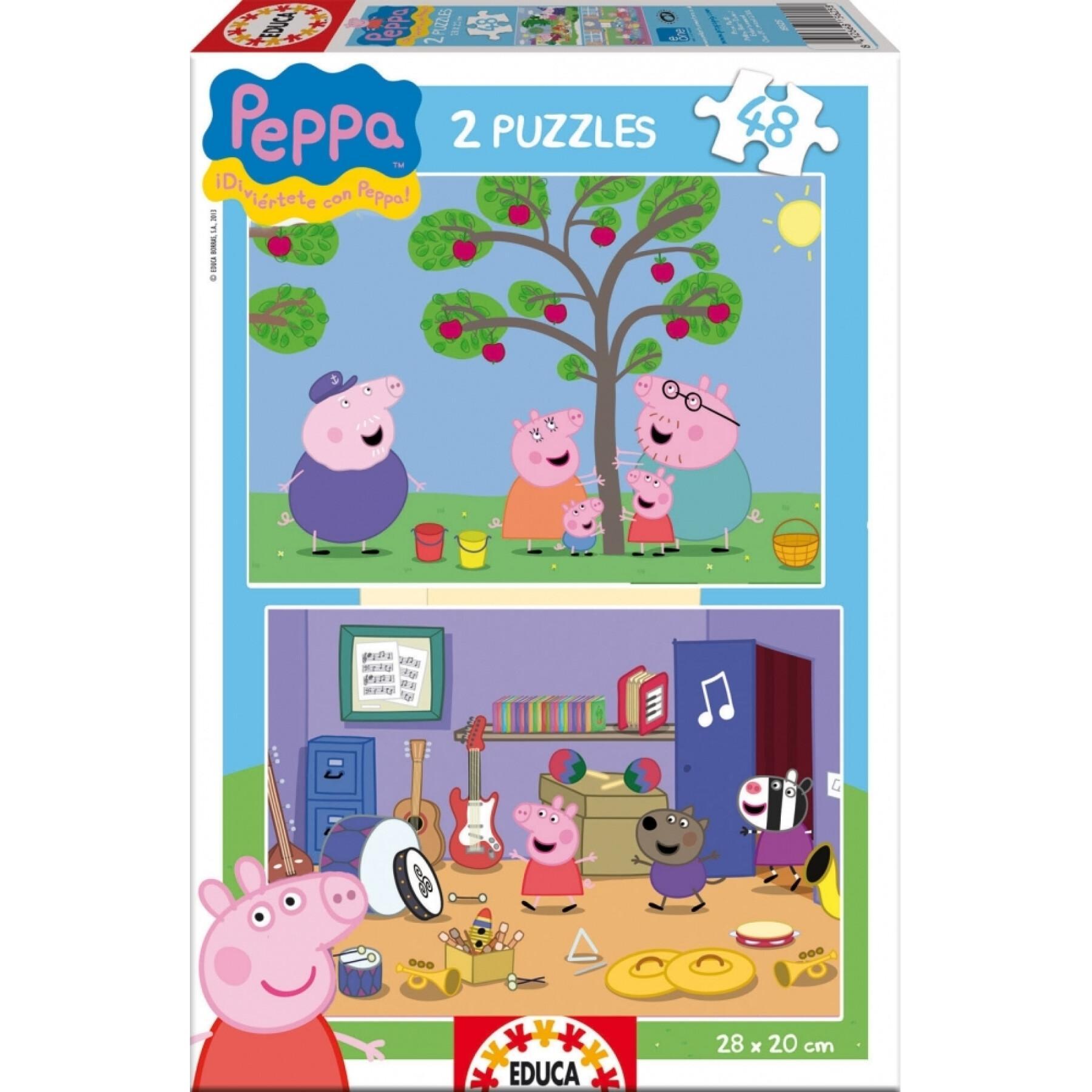 Puzzle de 2 peças x 48 peças Peppa Pig