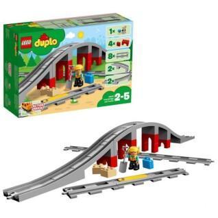Conjunto de construção de vias e pontes para comboios Lego Duplo