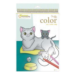 Caderno de 24 folhas para colorir animais de estimação Avenue Mandarine Graffy Maman-Baby