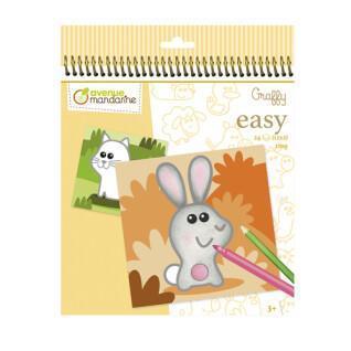 Caderno de 24 folhas para colorir animais da quinta Avenue Mandarine Graffy Easy