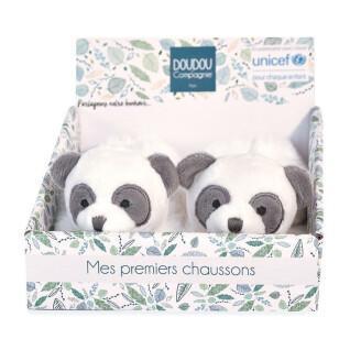 Chinelos com guizo Doudou & compagnie Unicef - Panda Roux