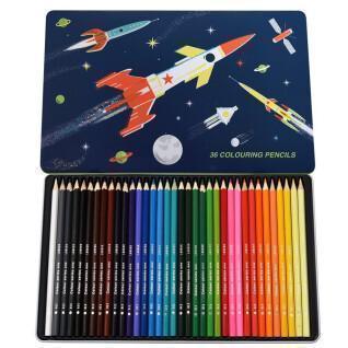 Caixa de 36 lápis de cor Rex London Space Age