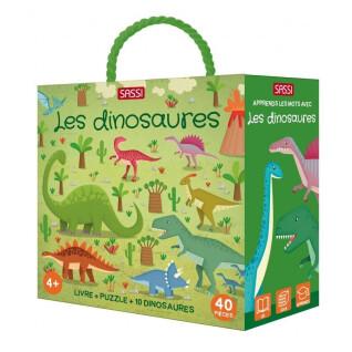 Puzzle + 2 livros de dinossauros Sassi