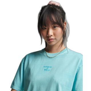 T-shirt de rapariga solta Superdry Code Logo Garment Dye