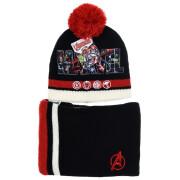 Conjunto de chapéu e aquecedor de pescoço de lã e velo para crianças Avengers