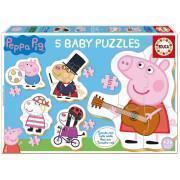 5 em 1 puzzle Peppa Pig