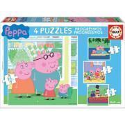 6-9-12-16 peças puzzle progressivo Peppa Pig