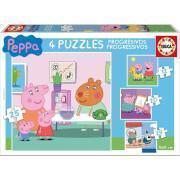 12-16-20-25 peças puzzle progressivo Peppa Pig
