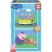 2 x puzzle de madeira de 9 peças Peppa Pig