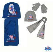 Conjunto de chapéu e lenço de bebé com luvas de lã Peppa Pig