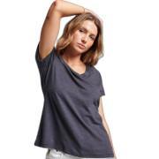 T-shirt de rapariga bordada e flamejada com pescoço em v Superdry